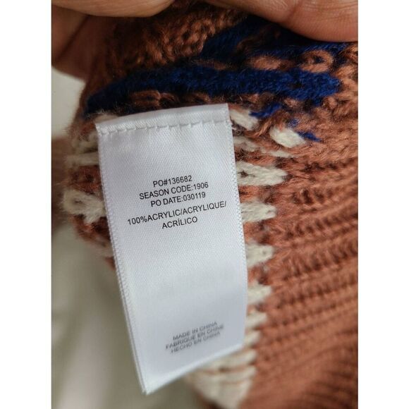 Splendid Pullover Sweater Women's Small Brown Colorblock Crew Neck Tight Knit - Picture 5 of 5